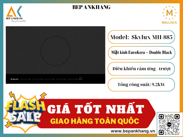 Bếp từ 5 vùng nấu Malloca Skylux MH-885 - Mặt Kính Eurokera Pháp